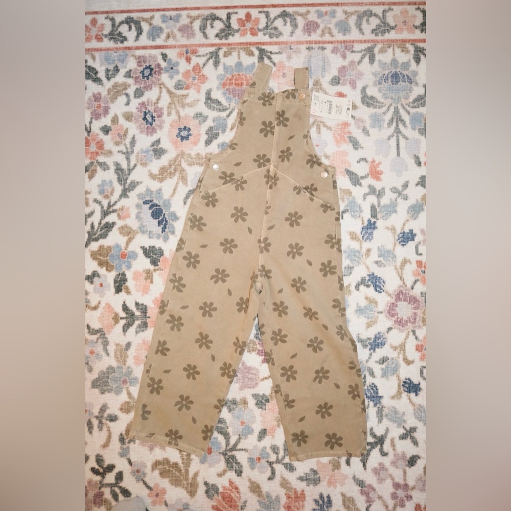 Zara Green Floral Overalls